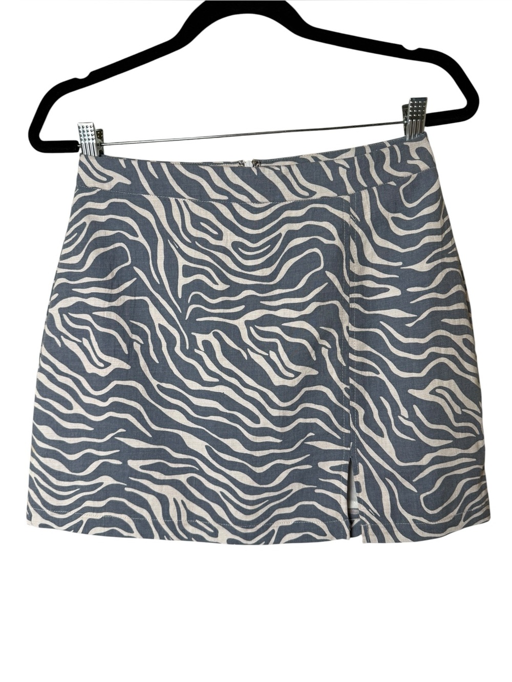 Everly Small Blue and White Zebra Print Mini Skirt